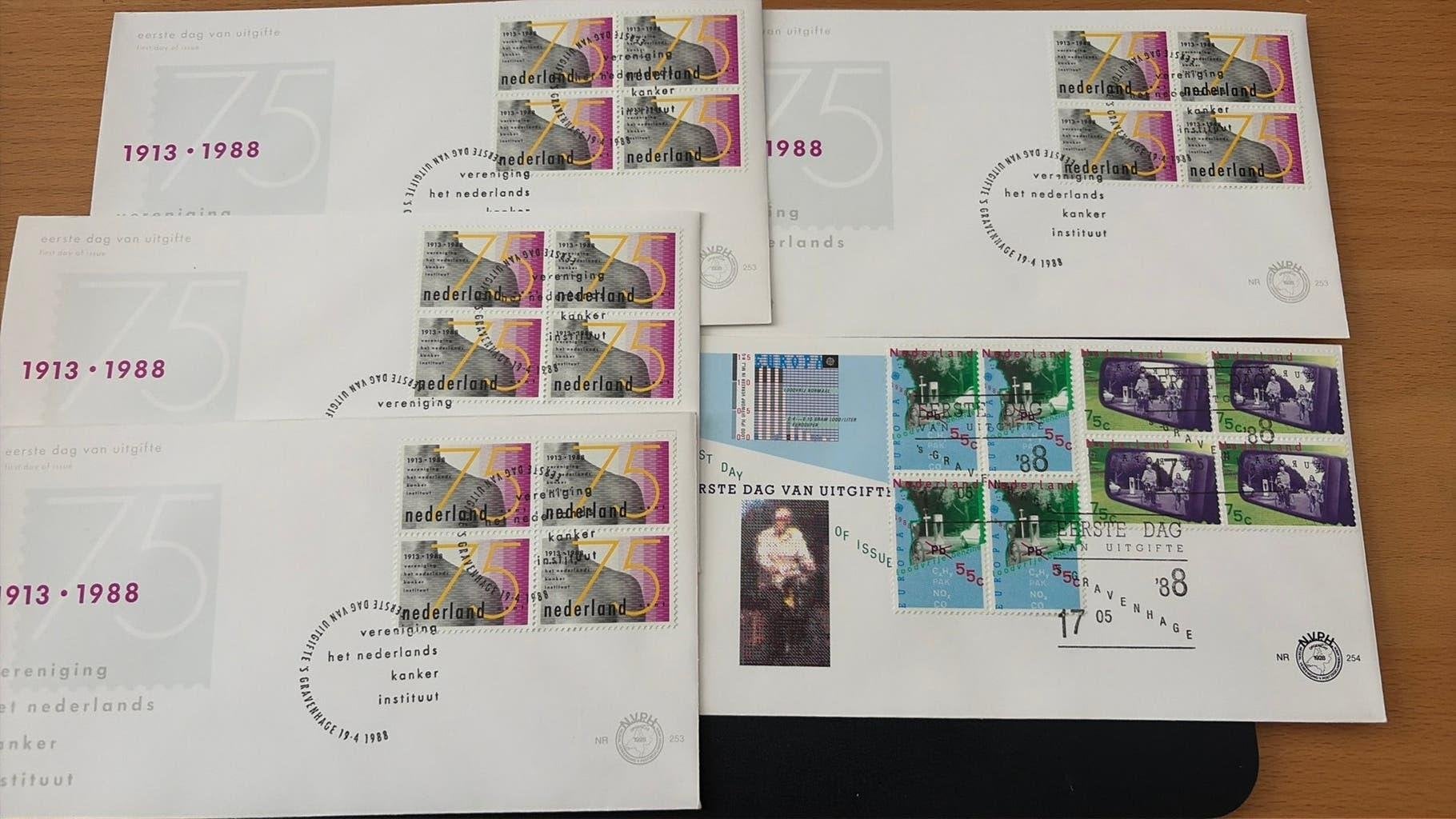 5x fdc 253 en 254 anders geplakt, Ophalen of Verzenden, Onbeschreven, Nederland