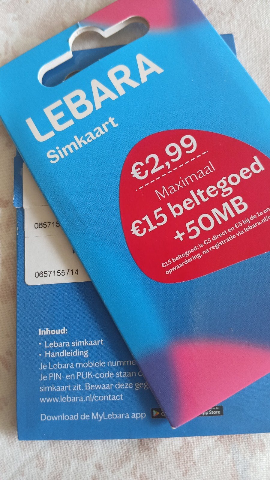 MOOI NUMMER LEBARA PREPAID 06-5715-5714, Ophalen of Verzenden, Nieuw, KPN, Simkaart