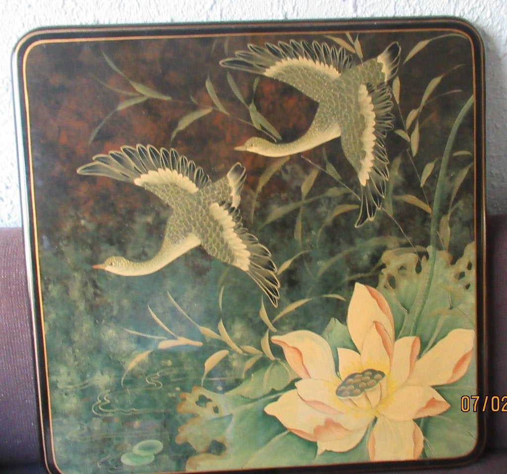 MODERNE KUNST IN CHINESE STIJL -KRAANVOGELS+ LOTUS BLOEMEN, Ophalen