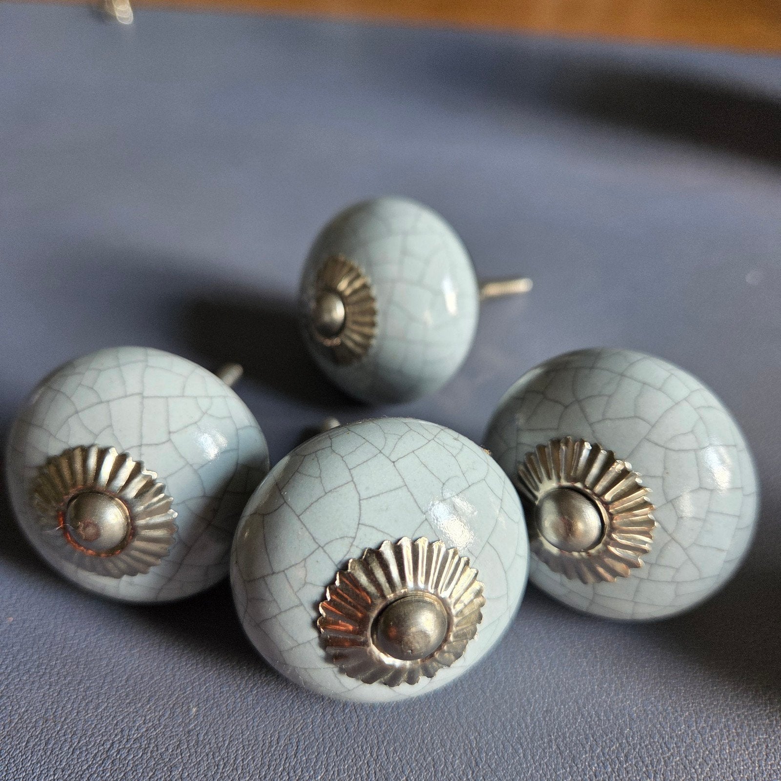 4x Keramische ladeknopjes met craquelé effect, Ophalen of Verzenden