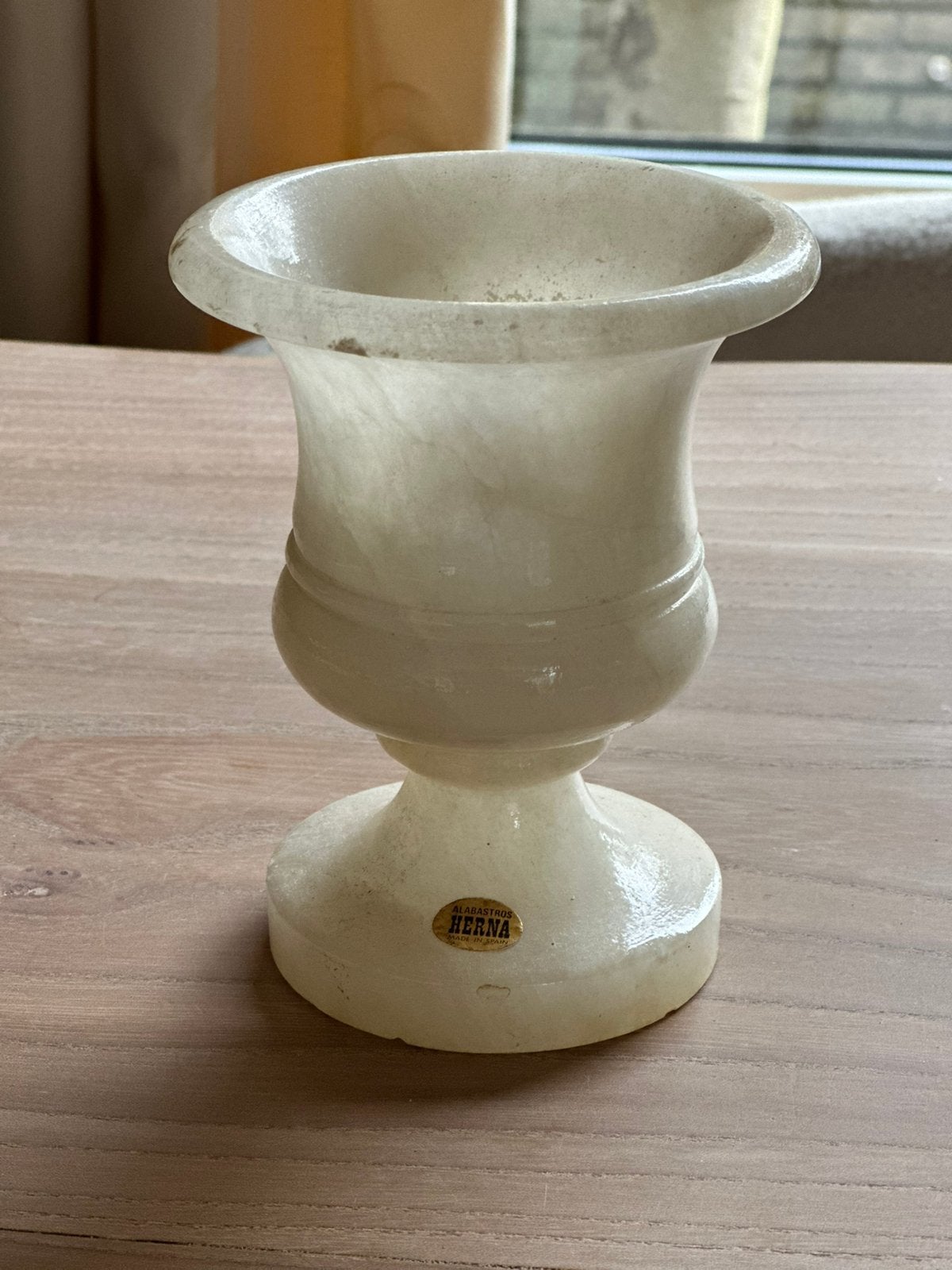 prachtig handgemaakte onyx-marmeren vaasje hoogte 15cm, Ophalen of Verzenden, Zo goed als nieuw, 15 cm