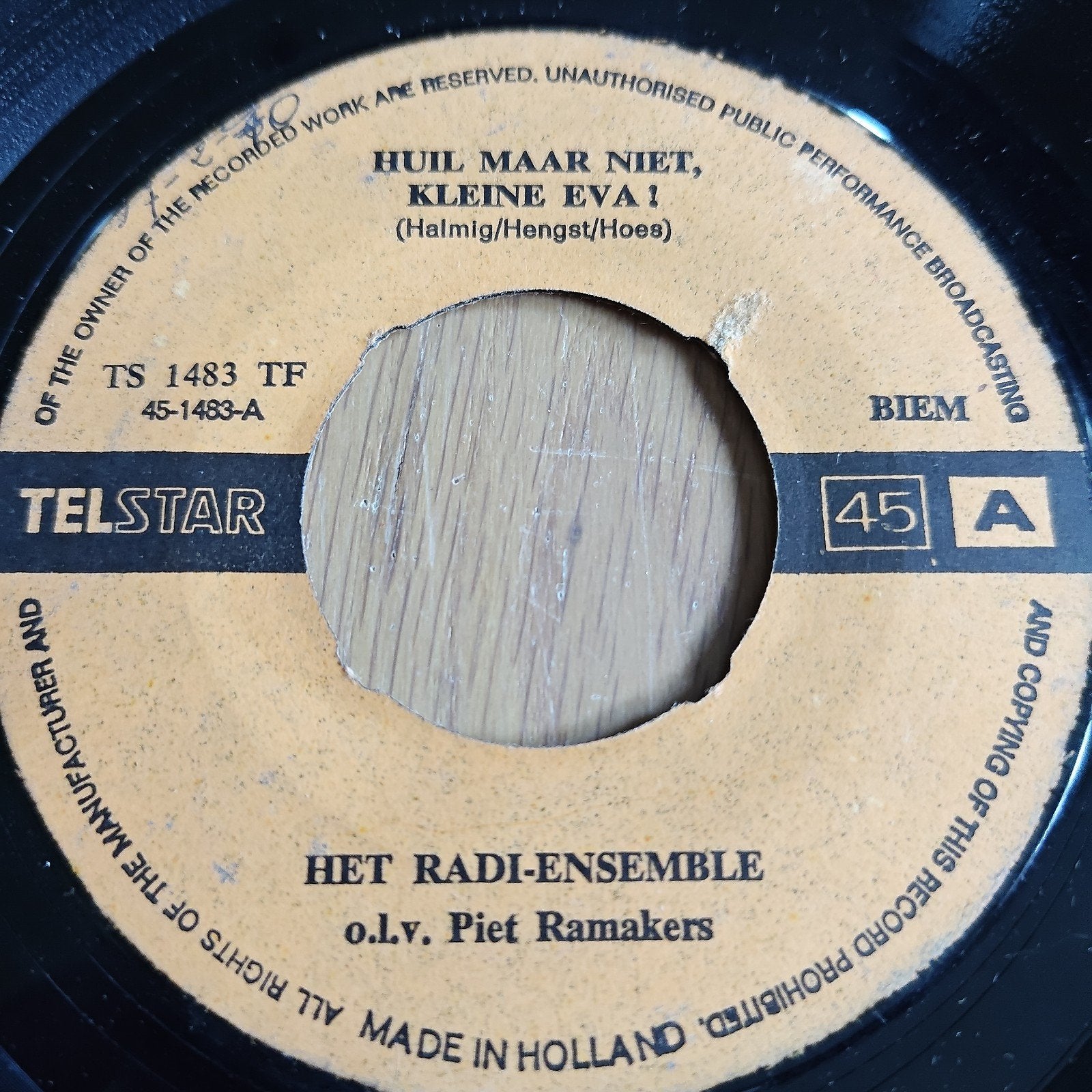 Huil Maar Niet, Kleine Eva - Het Radi-Ensemble (Telstar), Gebruikt, 7 inch, Ophalen of Verzenden, EP