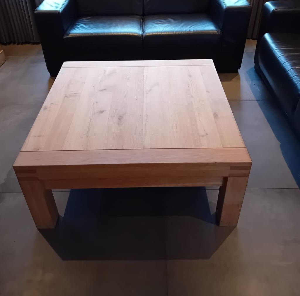 Eiken salontafel 100x100cm, Ophalen, 100 tot 150 cm, 50 tot 100 cm, Minder dan 50 cm