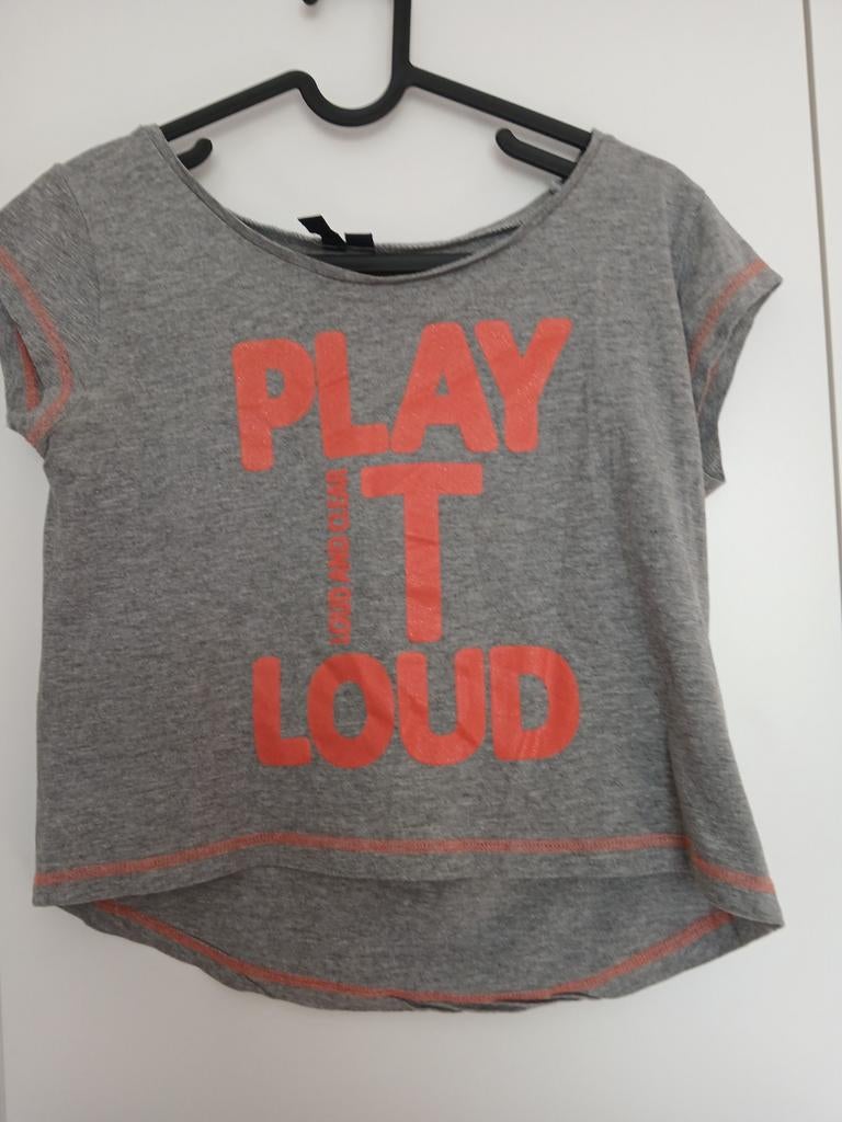 Leuk grijs shirt met opdruk 152/158, Kinderen en Baby's, Kinderkleding | Maat 152, Ophalen of Verzenden, Gebruikt, Meisje, Shirt of Longsleeve