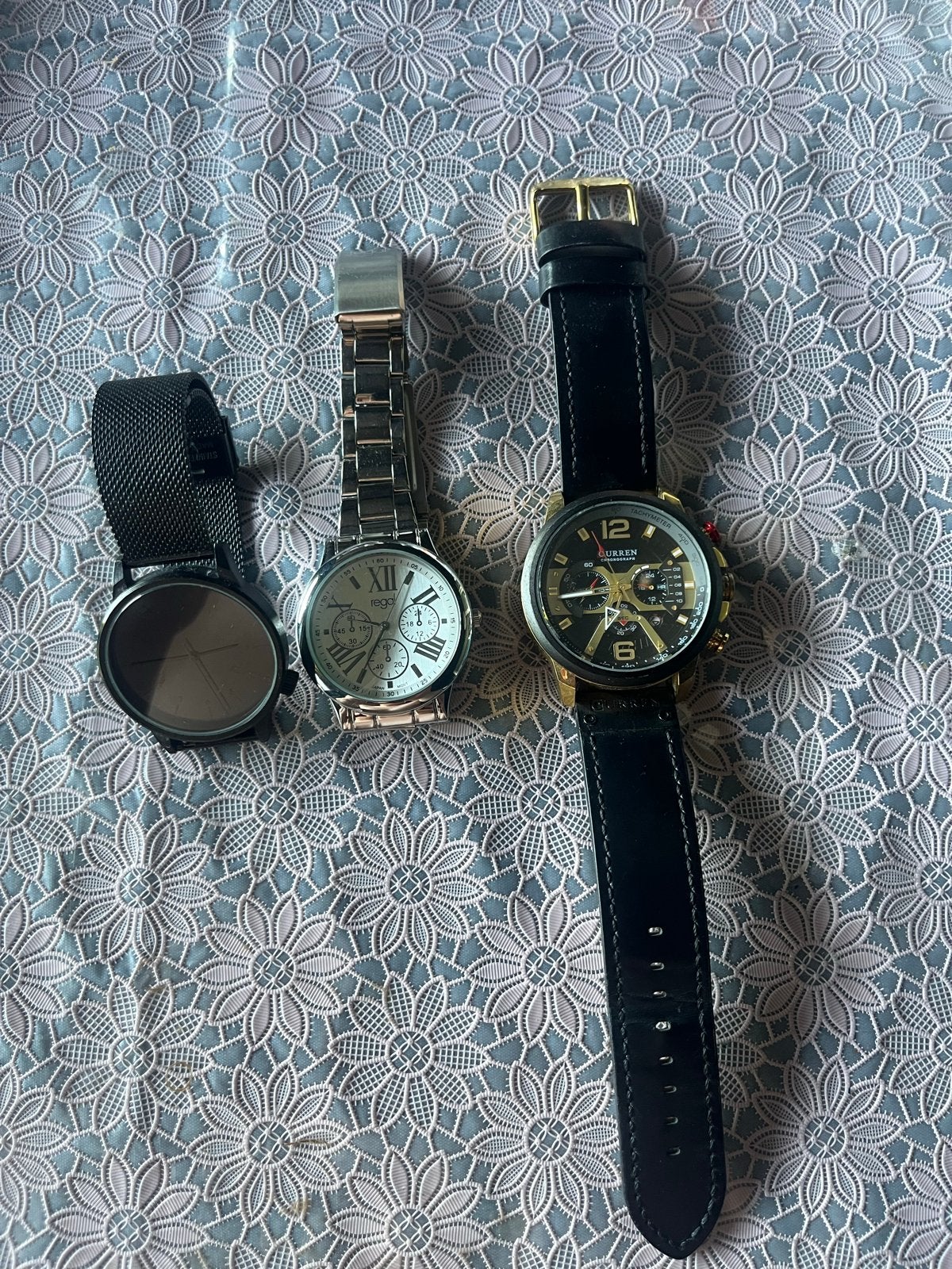 Set van 3 horloges: Komono, Regal RG862, Curren M:8329, Ophalen of Verzenden, Gebruikt, Polshorloge, Overige merken