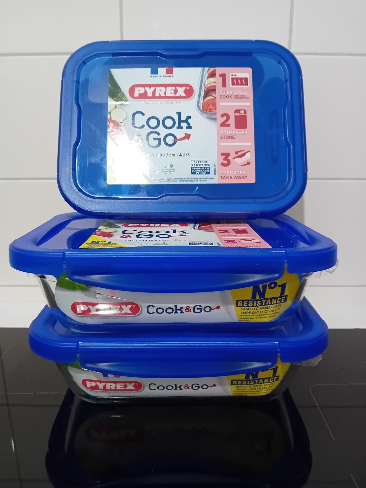 Pyrex Glazen Ovenschaal/Bewaarschaal met deksel rechthoekig, Ophalen, Nieuw
