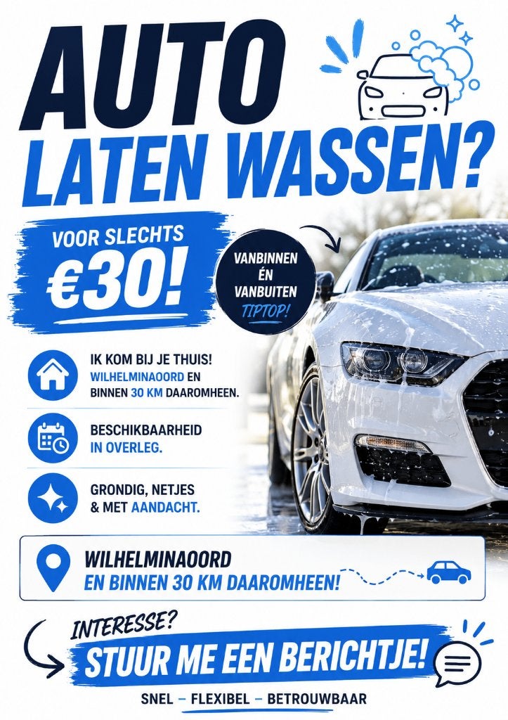 Auto wassen?, Ophalen of Verzenden