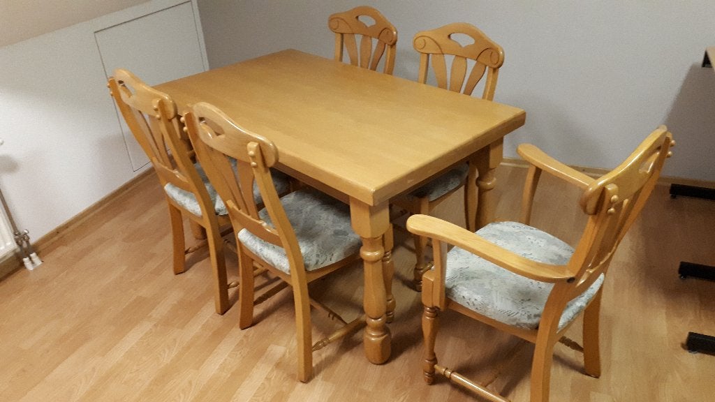 Complete eethoek, eetkamer-set blank eiken, Ophalen, Gebruikt, 100 tot 150 cm, Eikenhout