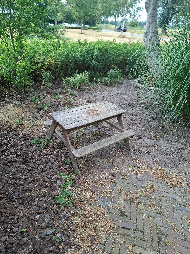 Kinder picknick bankje, Gebruikt, Rechthoekig, Hout, Ophalen