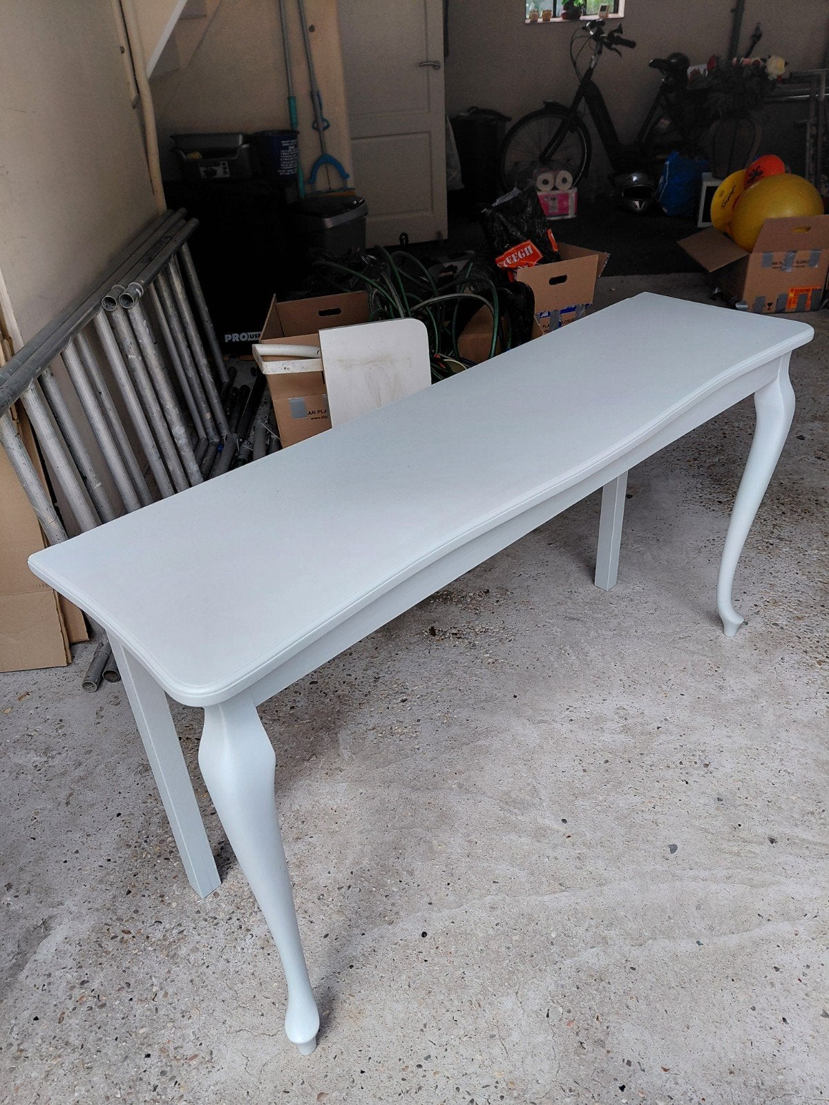 Sidetable van geverfd teakhout - 143x40x77 cm, Ophalen, Gebruikt, 100 tot 150 cm, Teakhout