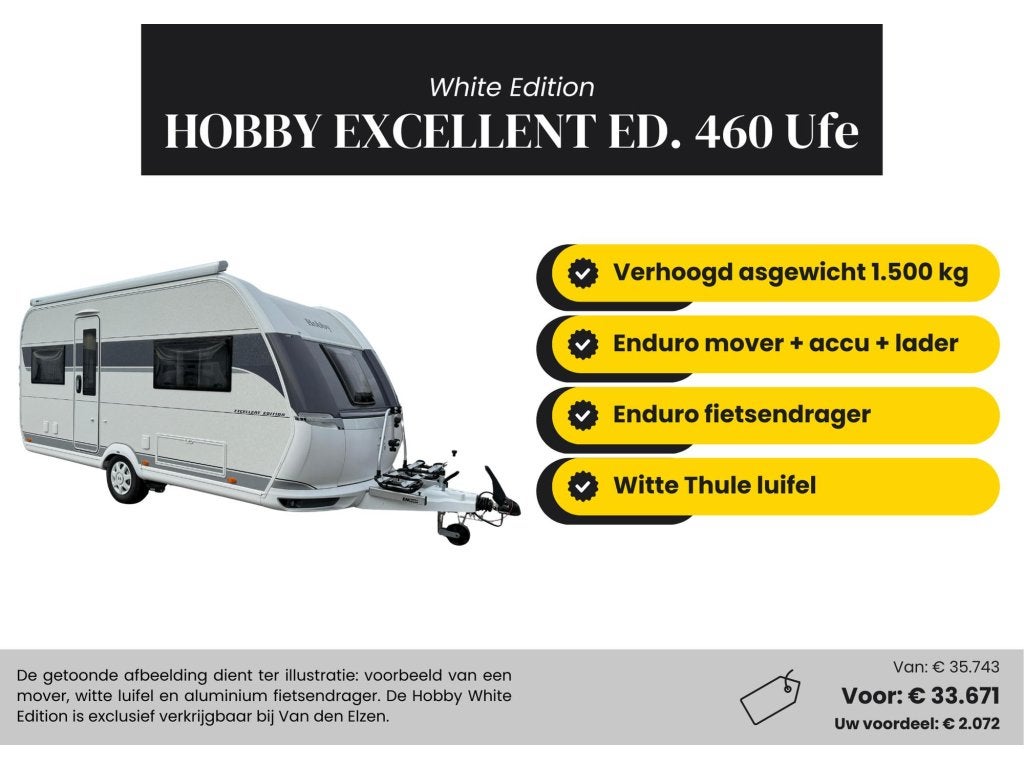 Hobby Excellent Edition 460 UFE Mover, Luifel, Fietsendr., Rondzit, Hobby, Bedrijf, Overige typen
