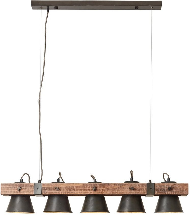 Brilliant Plow inlcusief LED lampen 5xE27, Ophalen, Nieuw, Hout, E27 (groot)