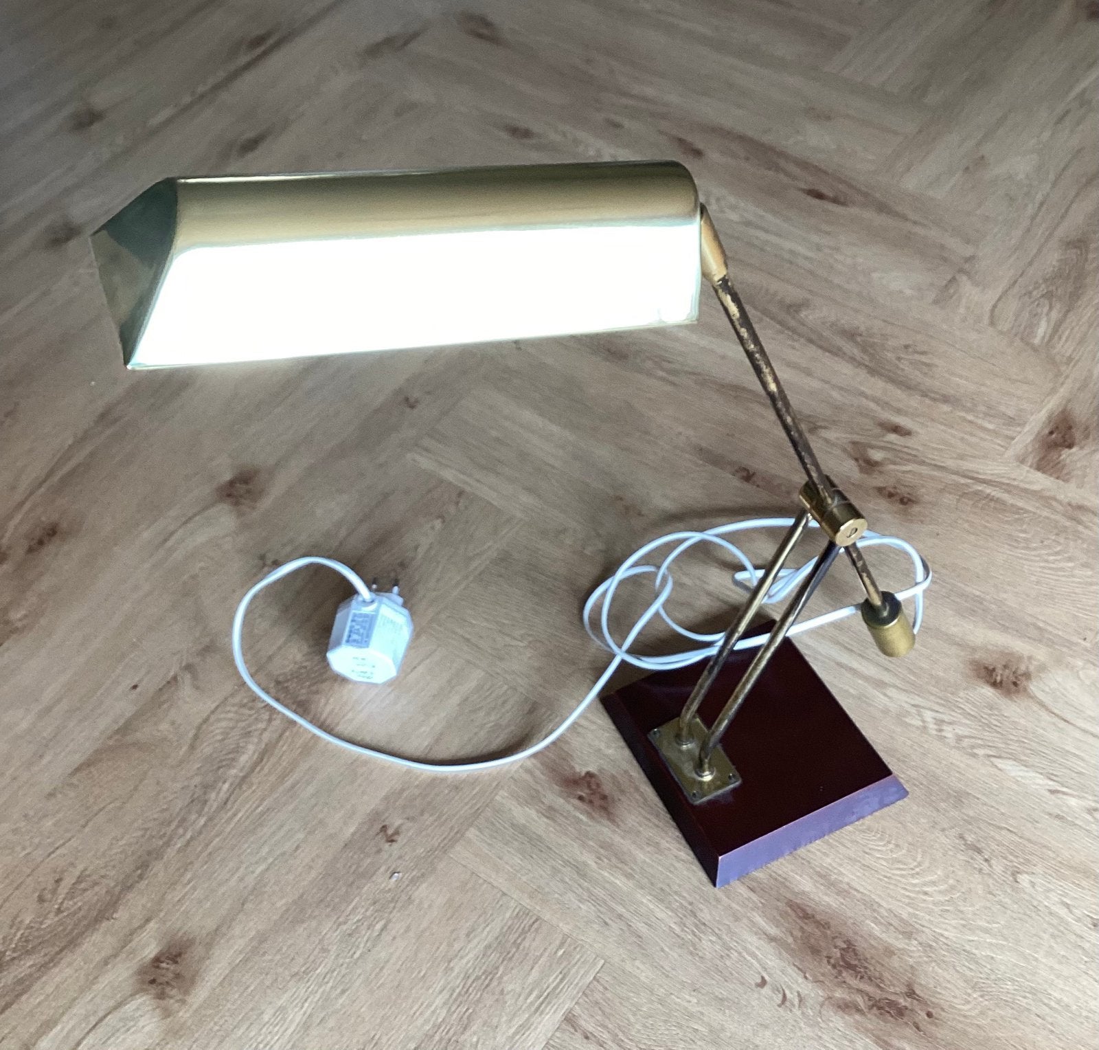 vintage messing bureaulamp of pianolamp model IKEA L9103, Ophalen of Verzenden, Gebruikt, Leeslamp