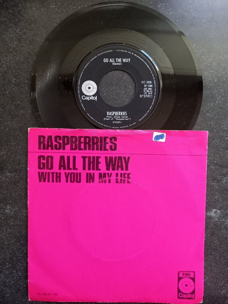 Raspberries - Go all the way 1972, Cd's en Dvd's, Vinyl Singles, Gebruikt, 7 inch, Ophalen of Verzenden, Pop