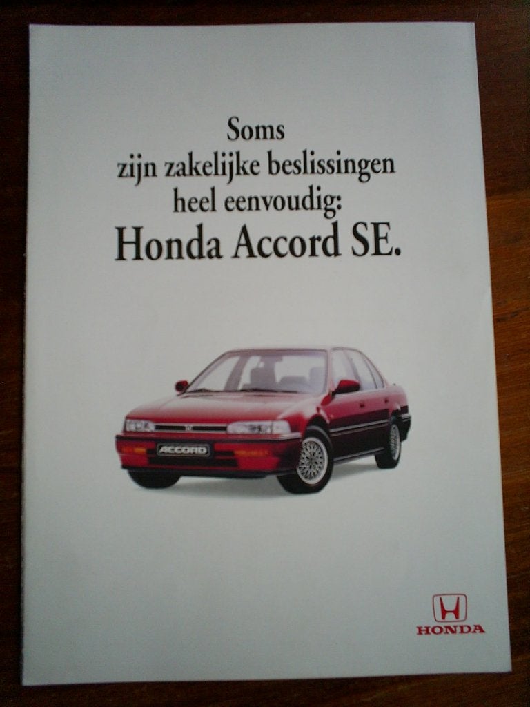 Honda Accord SE [ 1991 ] 4 pag., Verzenden, Zo goed als nieuw, Honda