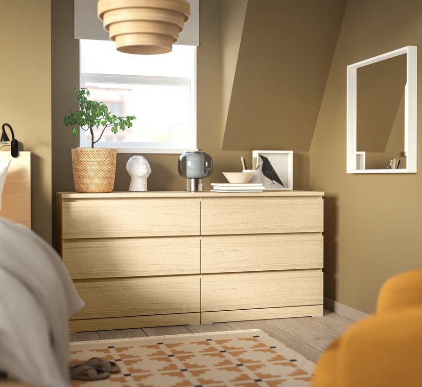 Ikea Malm Ladekast, Ophalen, 5 laden of meer, 150 tot 200 cm, Eikenhout