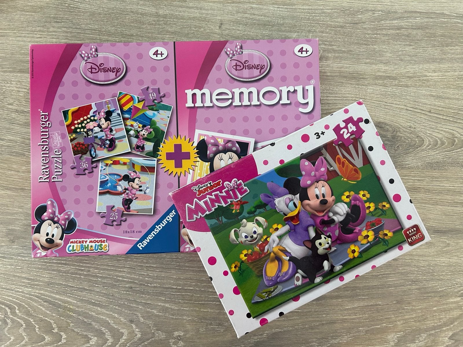 Disney Minnie Mouse Puzzel & Memory Set (2 stuks), Ophalen of Verzenden, Meer dan 50 stukjes, Gebruikt, 2 tot 4 jaar