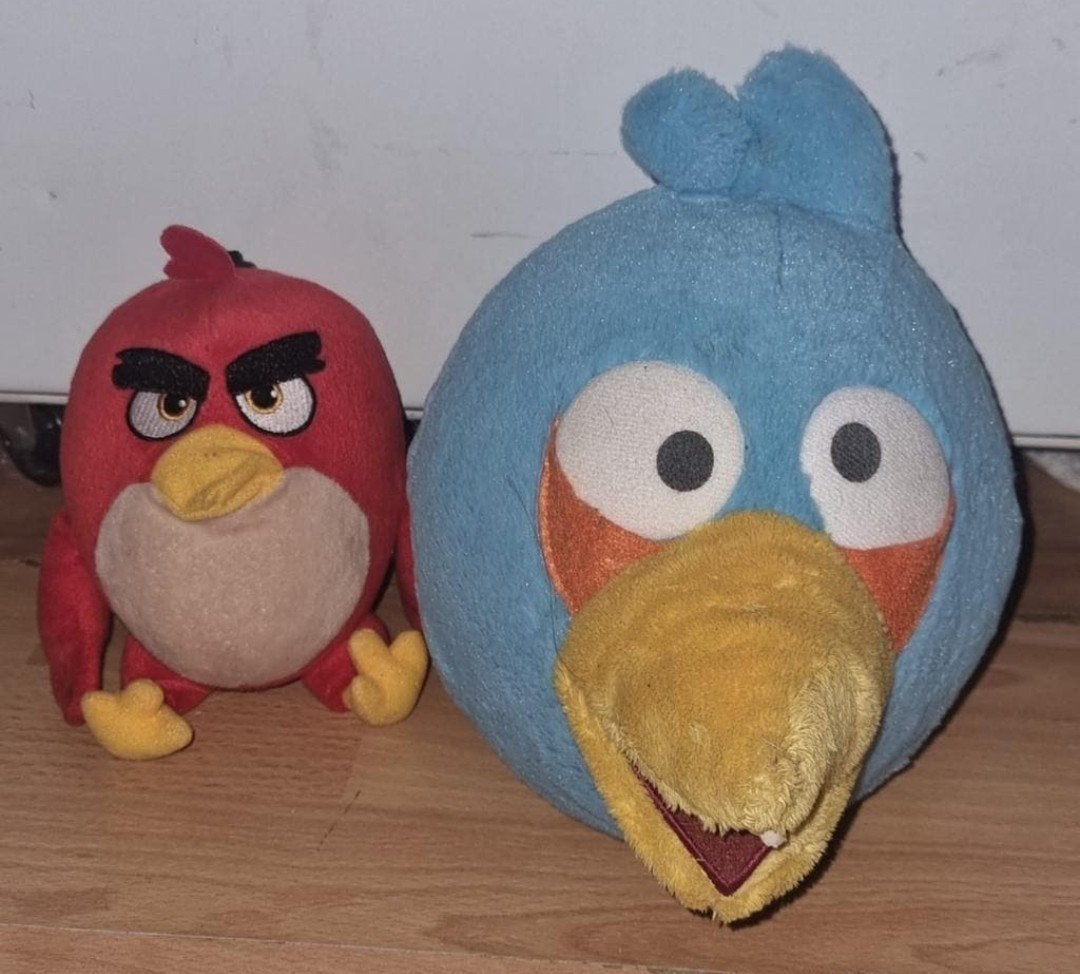 Angry Birds knuffels - Rood en Blauw, Gebruikt, Ophalen of Verzenden, Middelgroot (20 tot 80 cm), Angry Birds