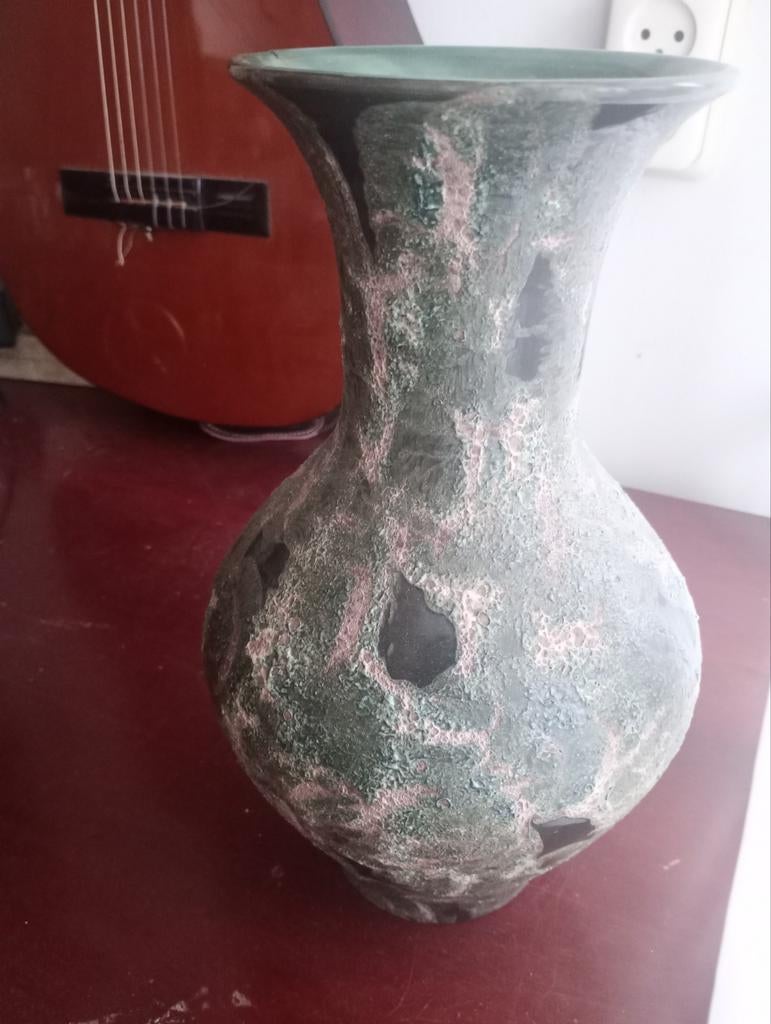 Antieke aardewerk vaas Gouds plateel, Ophalen of Verzenden