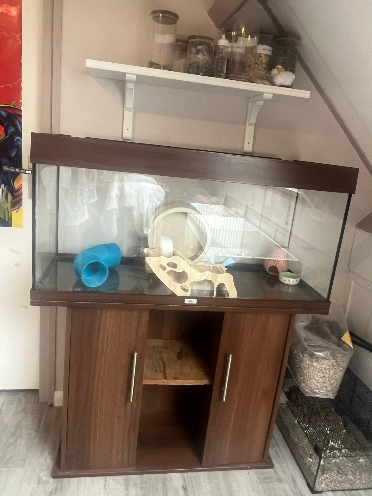 Hamsterkooi met kast  – 100x40 cm + accessoires, Dieren en Toebehoren, Knaagdieren en Konijnen | Hokken en Kooien, Ophalen, Gebruikt