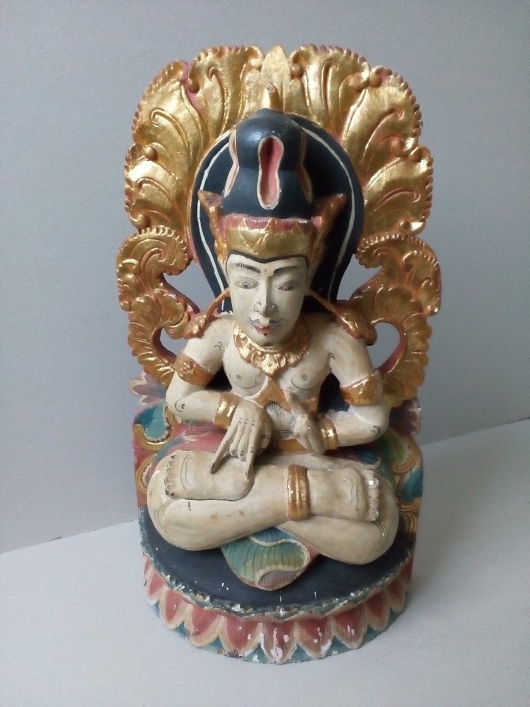 Oud houten Hindoebeeld. Godin., Gebruikt, Oosters, Hout, Meerkleurig