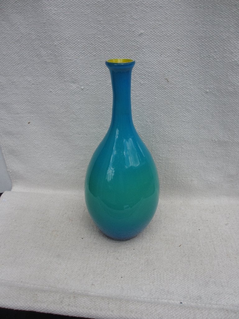GROTE Murano blauw-groen fles vaas jaren 70