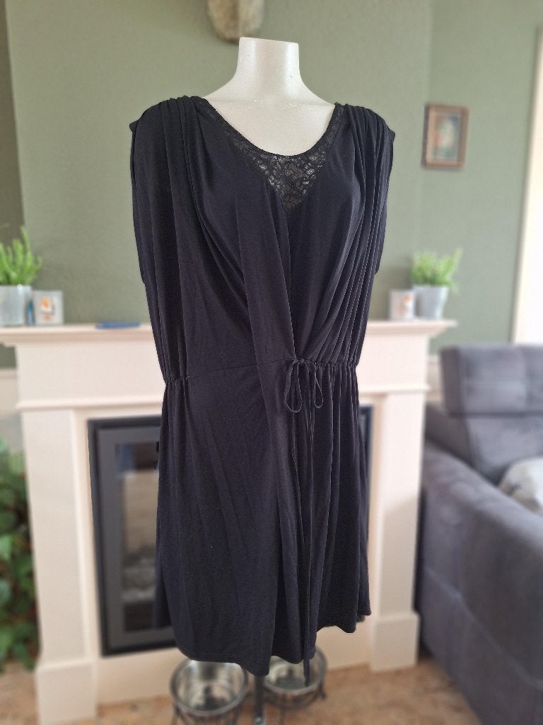 Athe Vanessa bruno jurk zwart wikkel look 44 46, Verzenden, Zwart, Maat 46/48 (XL) of groter, Vanessa Bruno