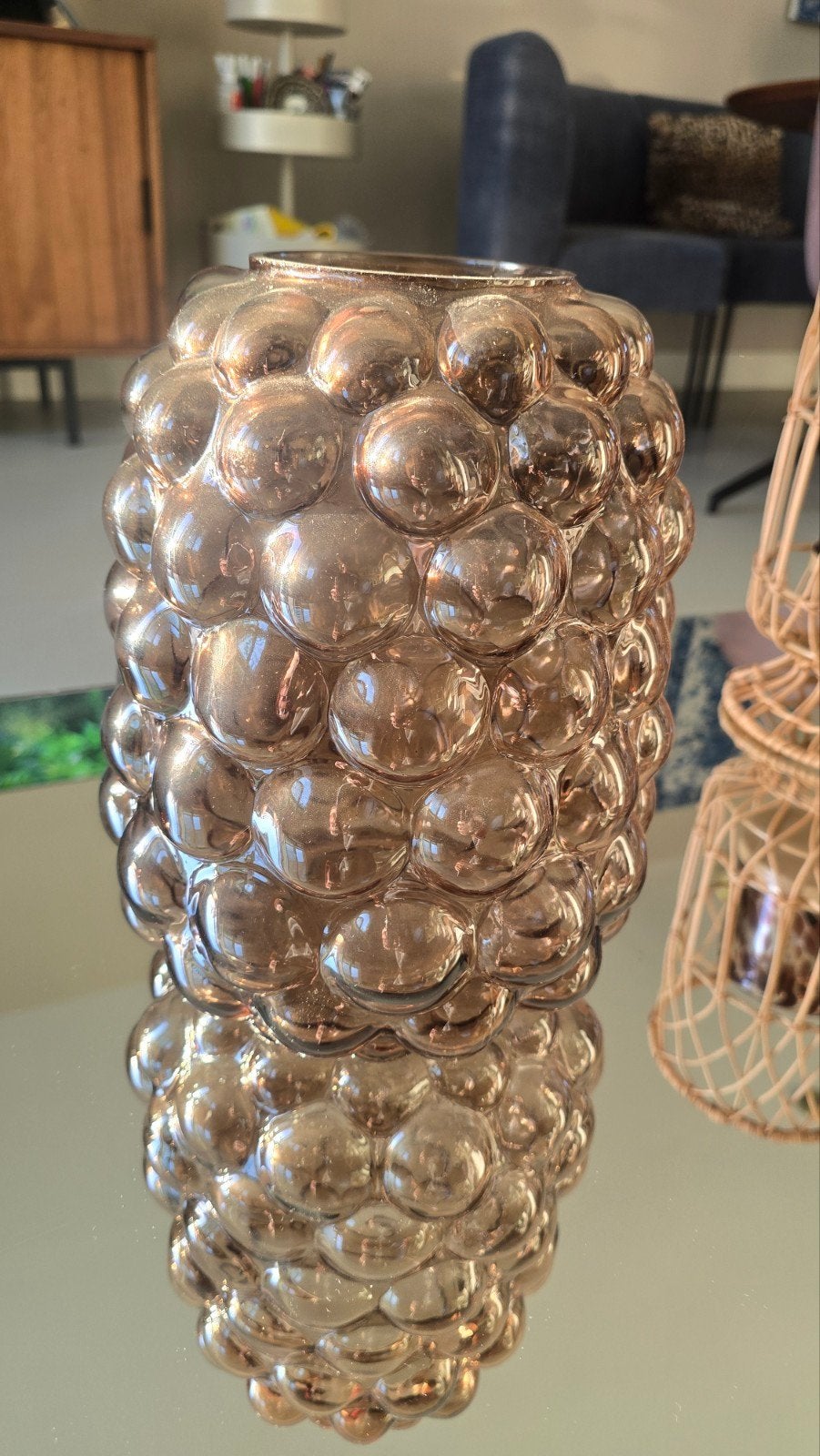 Unieke glazen vaas met bubbelstructuur - 30 cm hoog, Ophalen