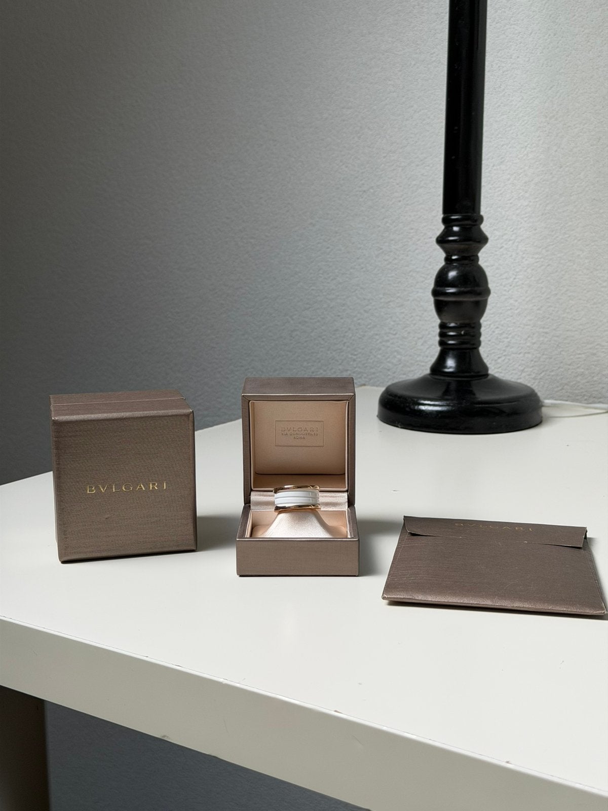 Bvlgari B.zero1 ring, 18kt roségoud & witte keramiek, Ophalen of Verzenden