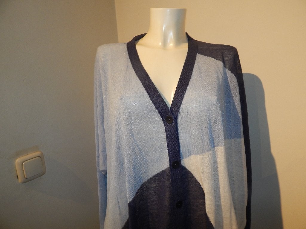 Sarah Pacini baggy vest blauw tinten zijkanten hoge split, Sarah Pacini, Maat 46/48 (XL) of groter, Zo goed als nieuw, Verzenden