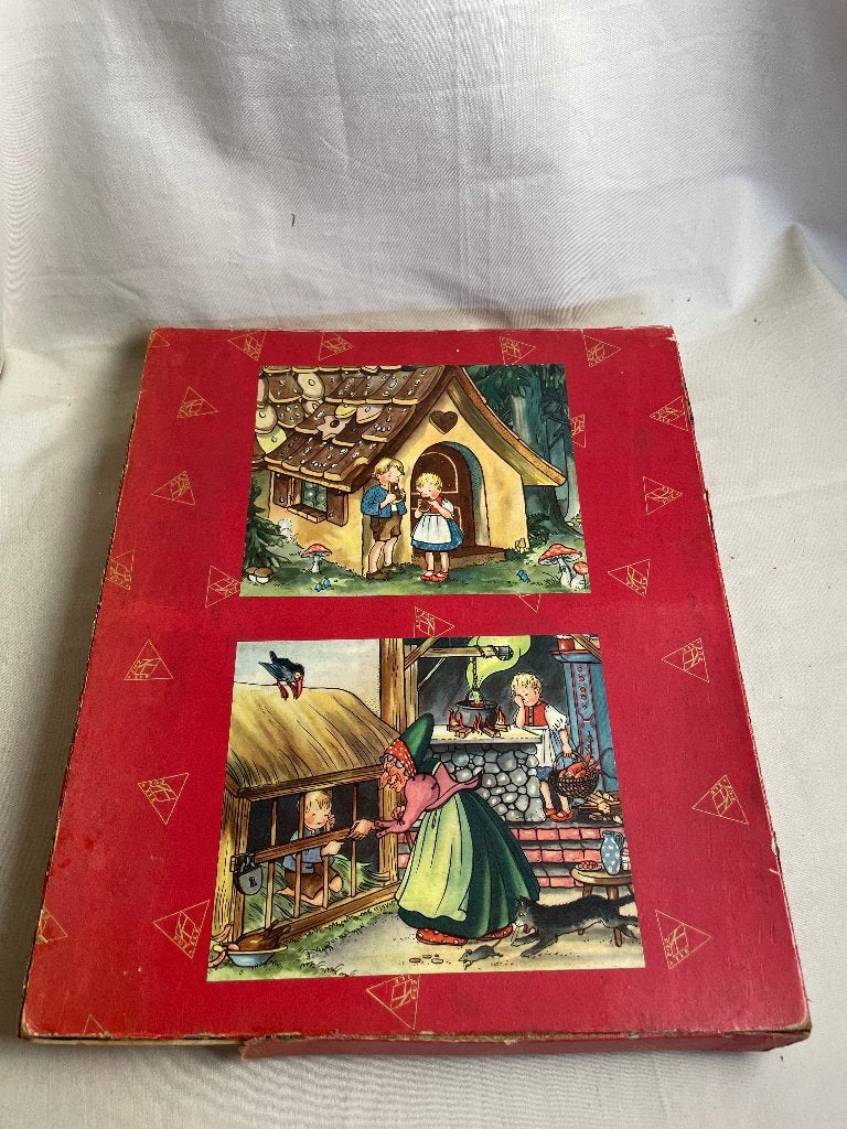 4 oude houten puzzels sprookjesfiguren jaren 50-60, 2 tot 4 jaar, Gebruikt, 10 tot 50 stukjes, Ophalen of Verzenden