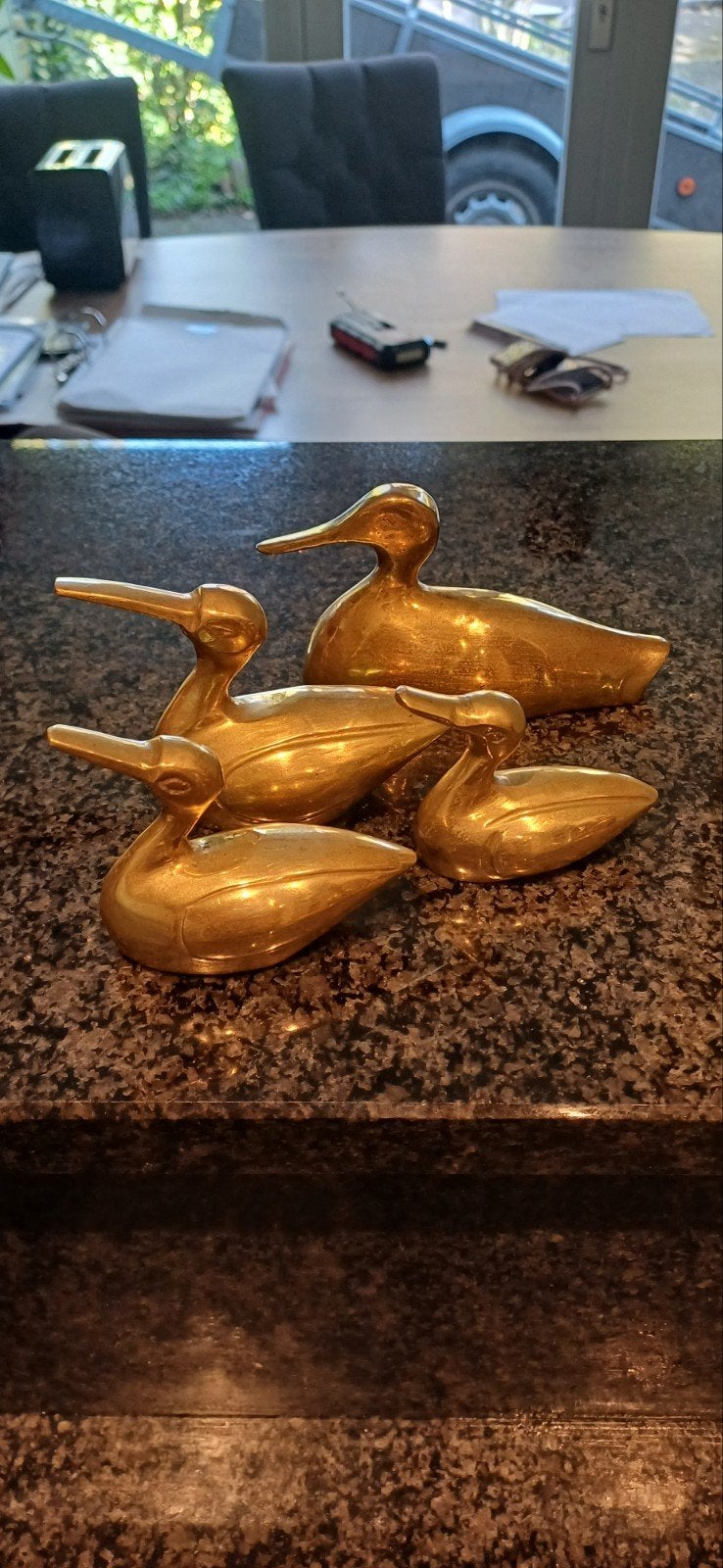 Set van 4 decoratieve koperen eenden, Ophalen, Koper