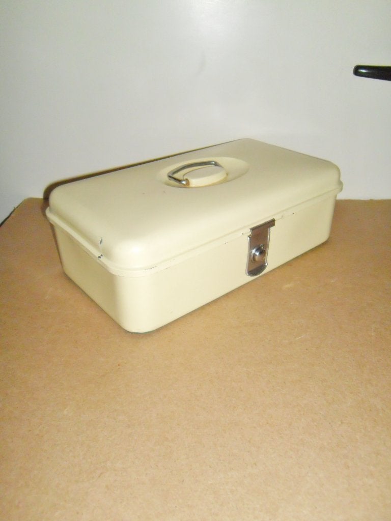 Oude broodtrommel,broodblik,vintage,retro,creme,trommel,blik, Ophalen of Verzenden