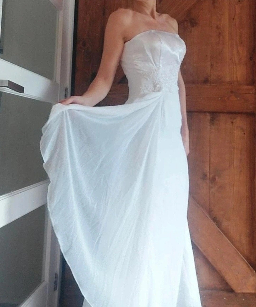 mooie witte a-lijn trouwjurk met corset sluiting, Ophalen of Verzenden, Zo goed als nieuw, Wit, Trouwjurk