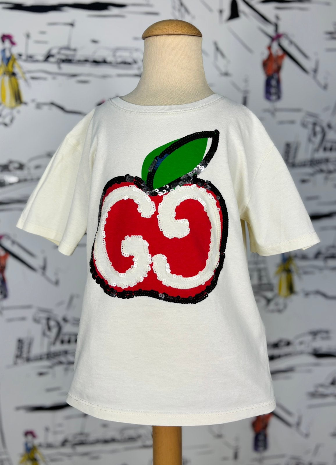 Gucci GG apple sequin t-shirt maat 6 NIEUW (250 euro), Verzenden, Jongen of Meisje, Customercare@gucci.com, Shirt of Longsleeve