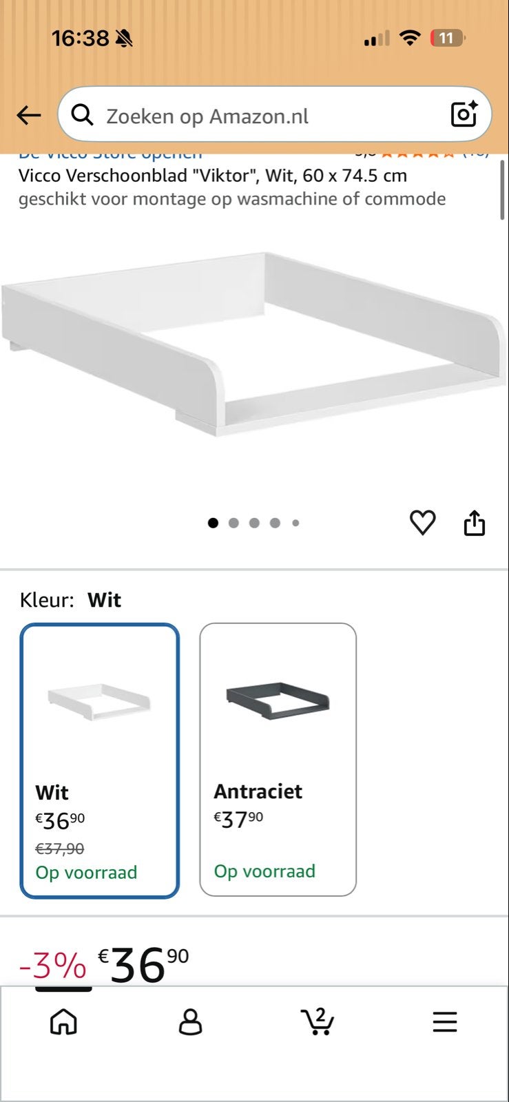Vicco Verschoonblad Wit 60x74.5 cm - Nieuw in doos, Ophalen of Verzenden, Nieuw