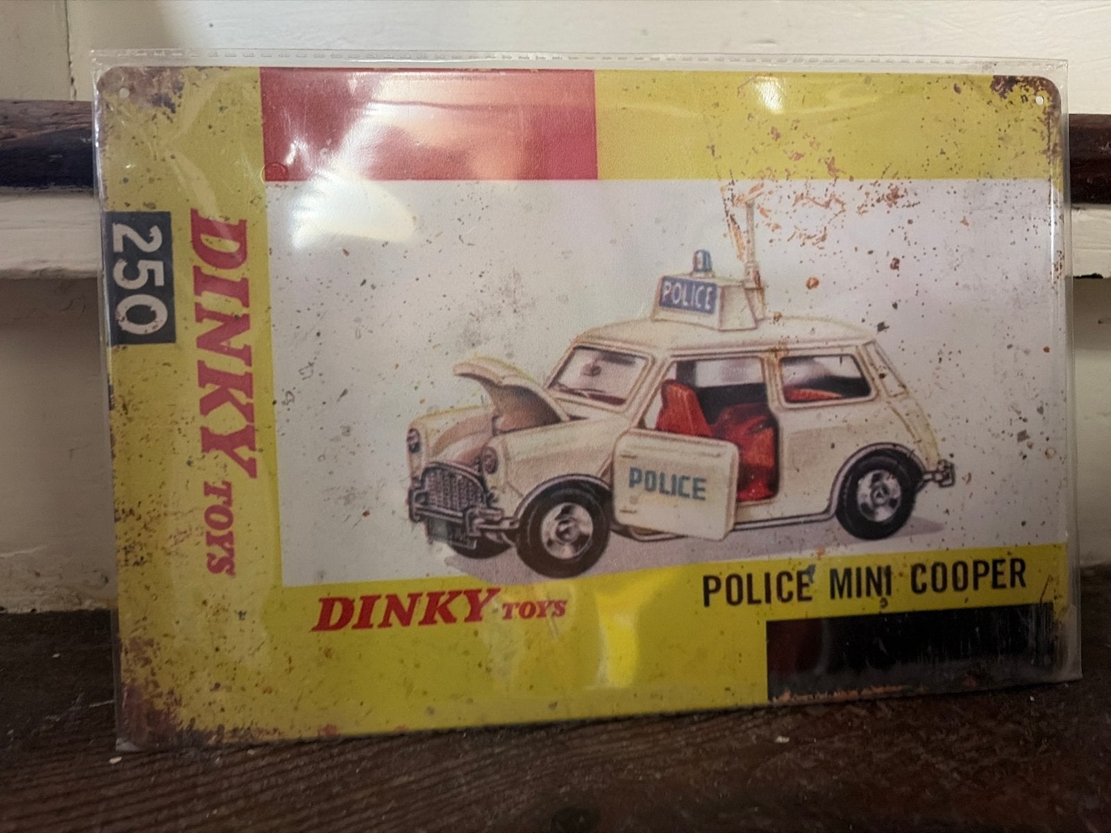 Dinky Toys Police Mini Cooper Metalen Bord, Overige typen, Nieuw, Ophalen of Verzenden, X