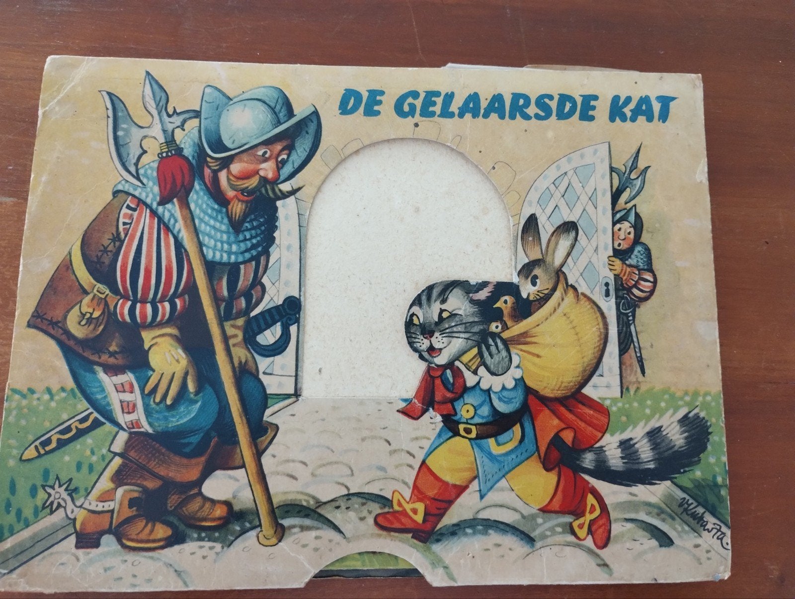De Gelaarsde Kat - Antiek Pop-up Sprookjesboek, Ophalen of Verzenden, Gelezen, V. Kubasta, Sprookjes