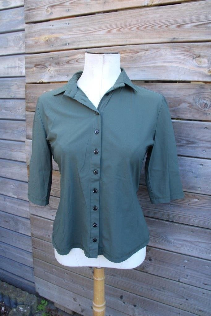 Blouse donkergoen Jane Lushka mt S k.m. Travel Vaste prijs, Ophalen of Verzenden, Zo goed als nieuw, Jane Lushka, Maat 36 (S)