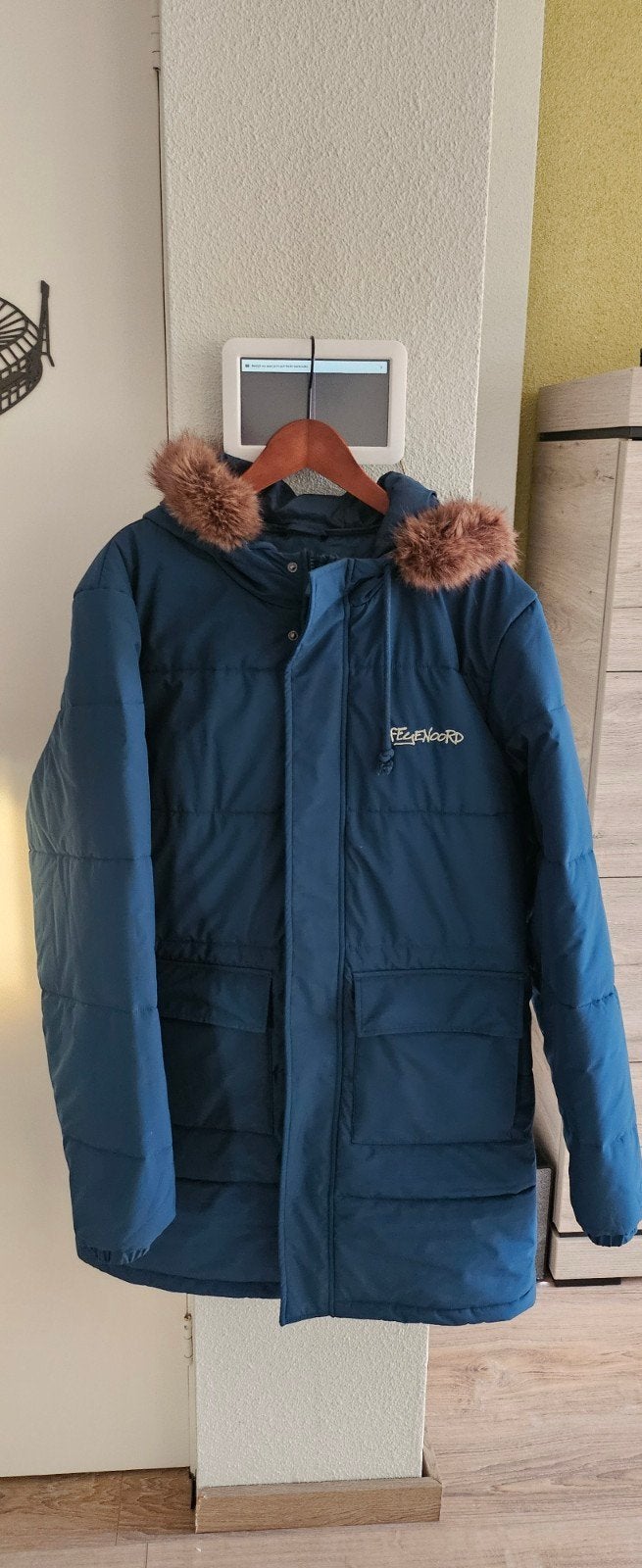 Feyenoord Winterjas - Zo goed als nieuw, Blauw, Maat 56/58 (XL), Ophalen of Verzenden, Zo goed als nieuw