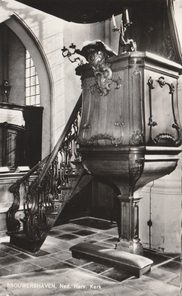 BROUWERSHAVEN Ned. Herv. Kerk Preekstoel, Verzenden, 1960 tot 1980, Gelopen, Zeeland
