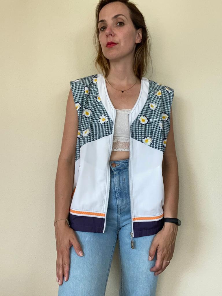Vintage mouwloos jack / gilet - wit - 44/XXL, Kleding | Dames, Hgv, Wit, Hgv, Maat 42/44 (L)