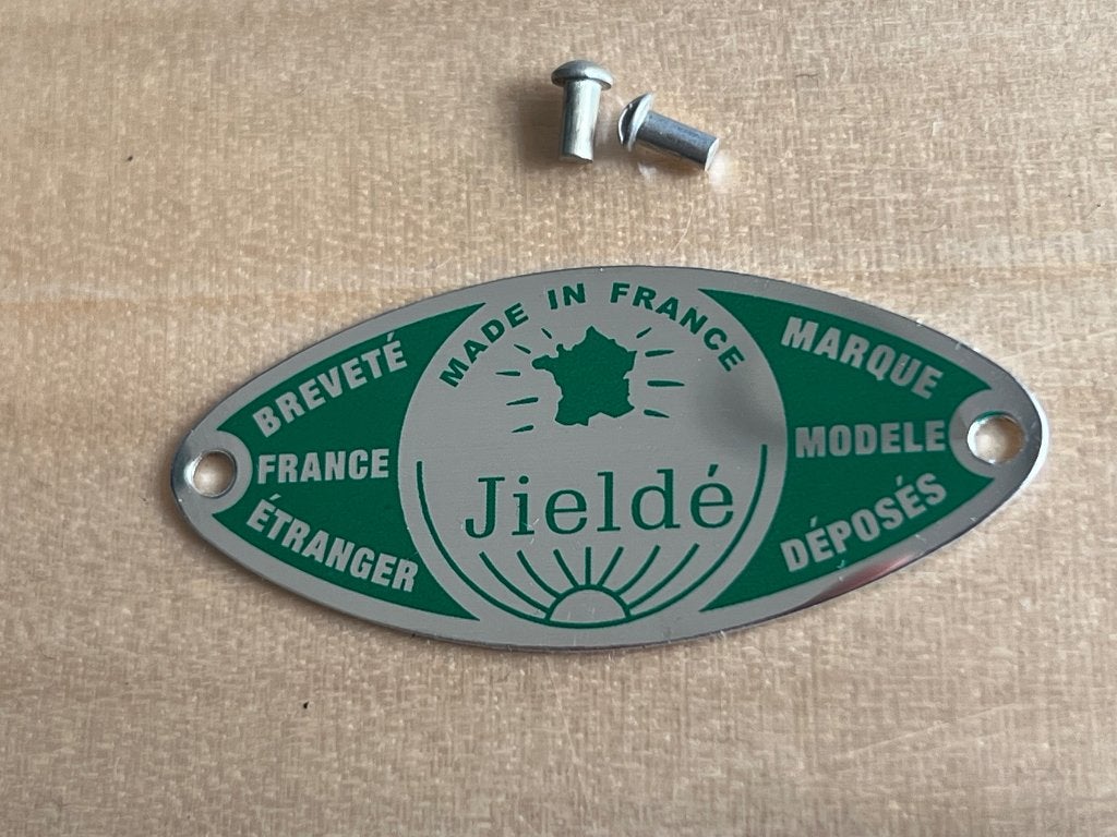 Origineel Jieldé label, in groen of zwart, NIEUW, Groen, Ophalen of Verzenden