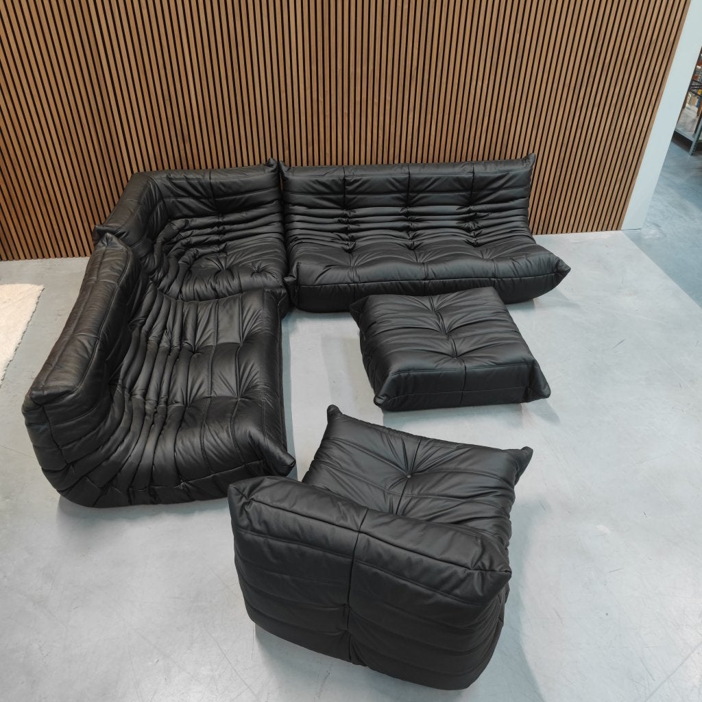 Ligne Roset Togo Modulaire Set | Midnight Black Leder, Ophalen of Verzenden