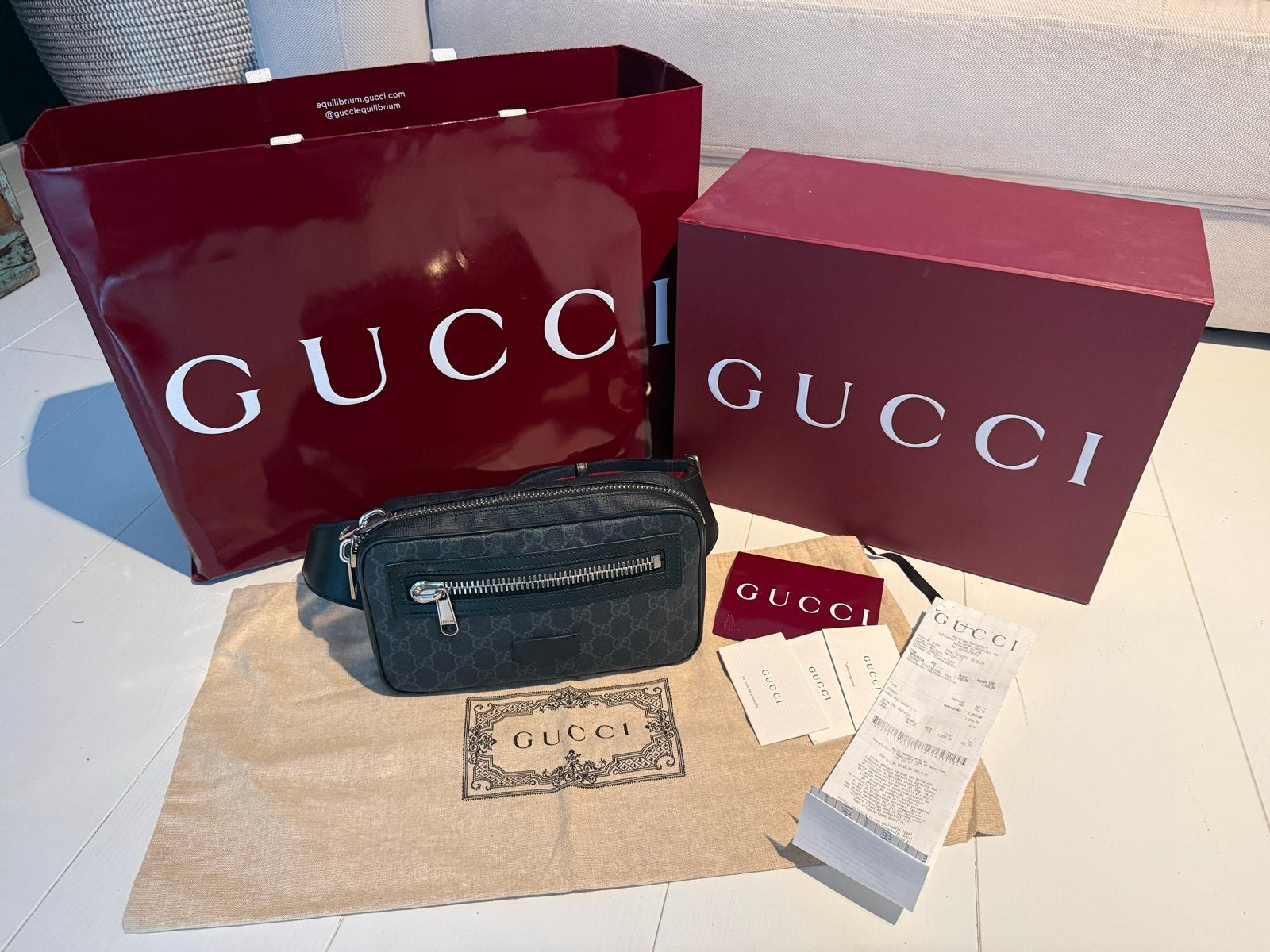 Gucci GG Supreme heuptas - Zo goed als nieuw, Ophalen of Verzenden, Zo goed als nieuw, Zwart