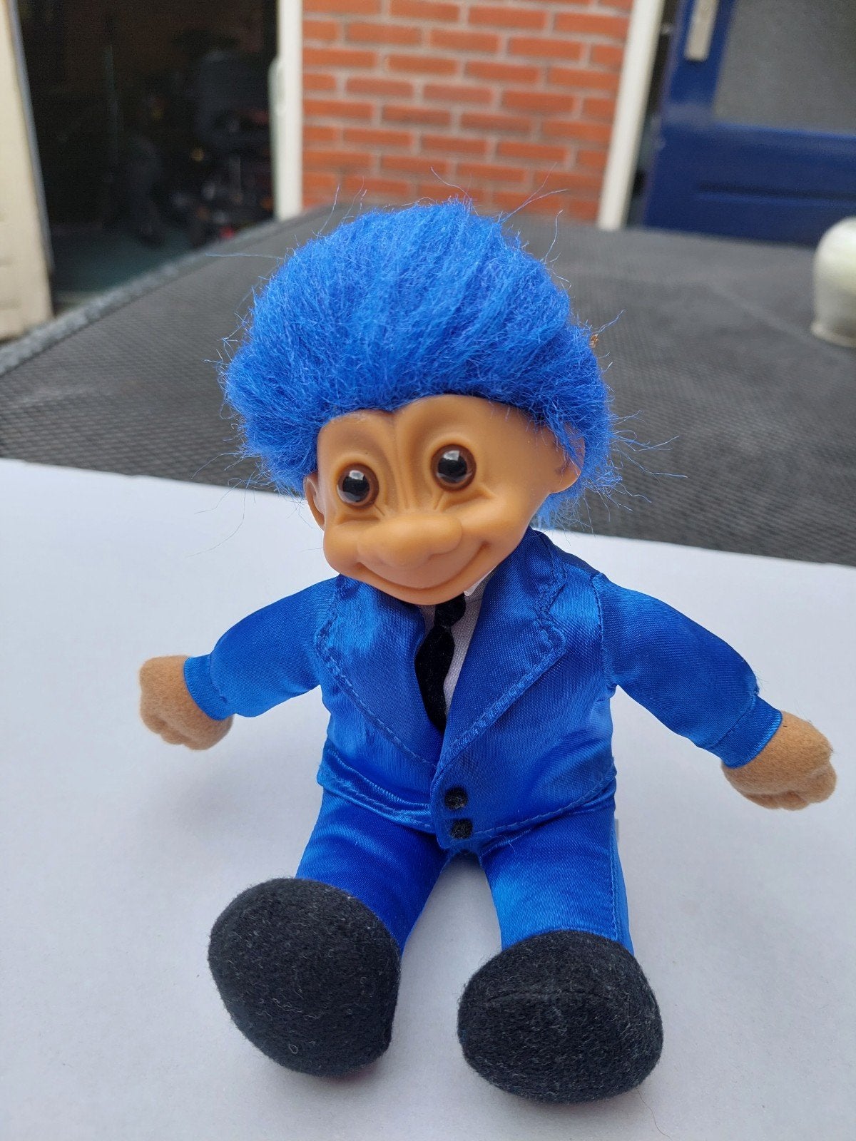 Vintage Russ Troll Pop No. 2192 Jaren '90 - Blauw Pak, Verzamelen, Poppetjes en Figuurtjes, Ophalen of Verzenden, Zo goed als nieuw