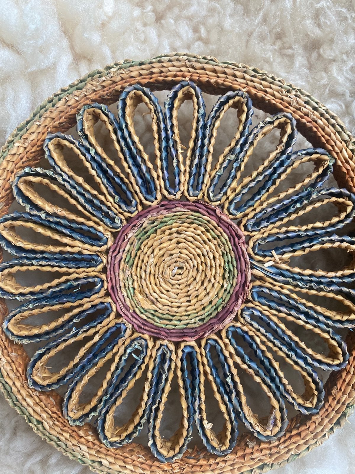 Vintage sisal onderzetter jaren ‘70, Huis en Inrichting, Ophalen of Verzenden, Pannenonderzetter, Zo goed als nieuw, Natuurlijk materiaal