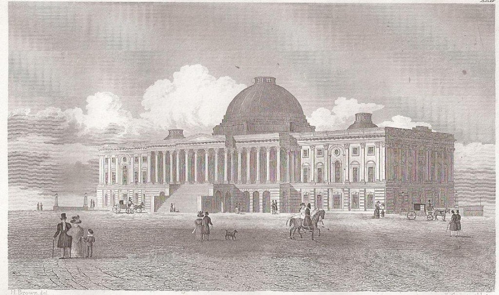 Das Capitol in Washington Staalgravure ca. 1830 Het Capitool, Antiek en Kunst, 1800 - 1899, Stadsgezicht, Ophalen of Verzenden