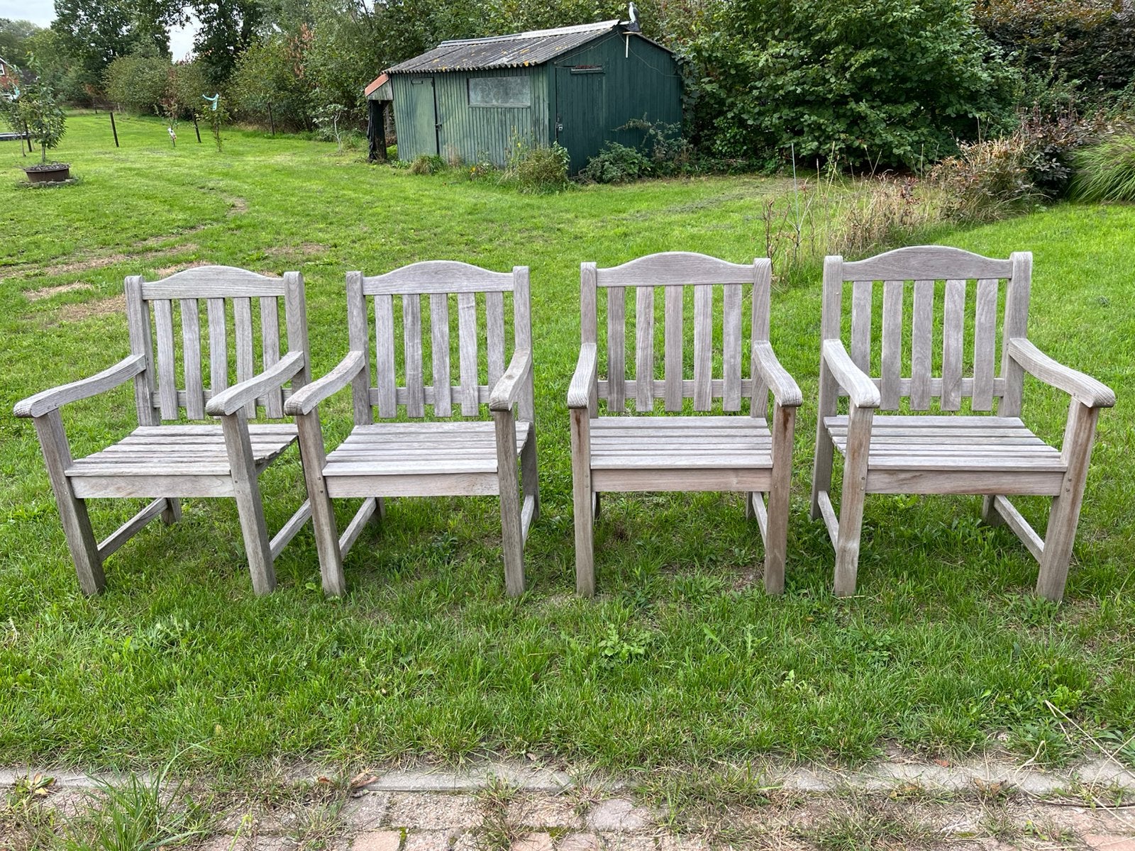 Massief kwaliteits hard houten tuinstoelen, Ophalen, Gebruikt, Hout