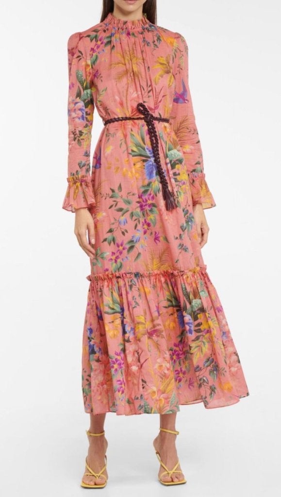 ZIMMERMAN Roze bloemen maxi jurk  Maat 3 - L - 40/42, Zimmerman, Maat 42/44 (L), Ophalen of Verzenden, Zo goed als nieuw